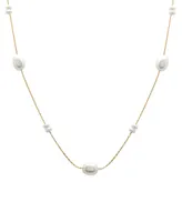 Cultured Freshwater Pearl (3 x 3-1/2mm, 6 x 8mm) Collar Necklace in 14k Gold-Plated Sterling Silver, 17" + 1" extender