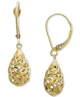 Filigree Leverback Drop Earrings in 10k Gold