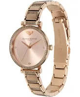 Olivia Burton Women's T-Bar Carnation Gold-Tone Stainless Steel Bracelet Watch 32mm