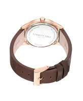 Kenneth Cole New York Men's Modern Classic Brown Genuine Leather Strap Watch 43mm