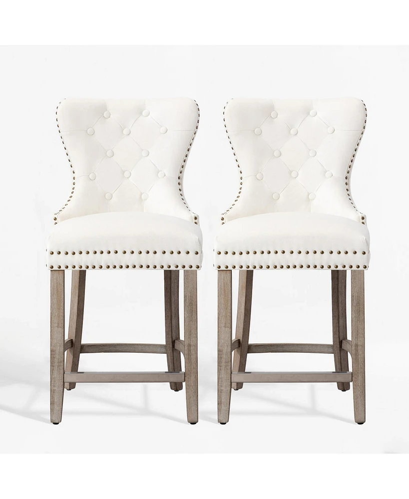 WestinTrends Tufted Velvet Counter Stool (Set of 2)