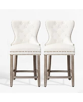 WestinTrends Tufted Velvet Counter Stool (Set of 2)