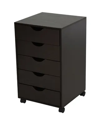 Homcom 5 Drawer Filing Cabinet Home Office Mobile Storage Organizer Brown