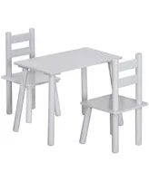 Qaba 3 Pc Wooden Kids Table & Chair Activity Set, Toddlers 2 to 5 Years