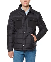 Vince Camuto Men's Mid Weight Quilt Mix Media Jacket