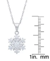 Silver Plated Cubic Zirconia Snowflake Earrings and Pendant Necklace Set