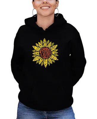 La Pop Art Women's Sunflower Word Hooded Sweatshirt