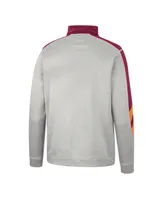 Men's Colosseum Gray and Maroon Virginia Tech Hokies Bushwood Fleece Quarter-Zip Jacket