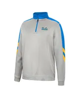 Men's Colosseum Gray and Blue Ucla Bruins Bushwood Fleece Quarter-Zip Jacket