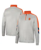 Men's Colosseum Gray and Orange Syracuse Bushwood Fleece Quarter-Zip Jacket