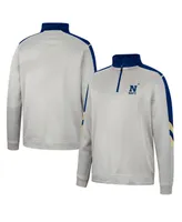 Men's Colosseum Gray and Navy Midshipmen Bushwood Fleece Quarter-Zip Jacket