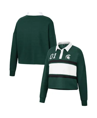 Women's Colosseum Green Michigan State Spartans I Love My Job Rugby Long Sleeve Shirt