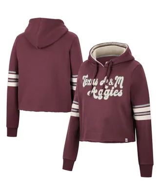 Women's Colosseum Maroon Texas A&M Aggies Retro Cropped Pullover Hoodie