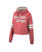 Women's Colosseum Scarlet Ohio State Buckeyes Retro Cropped Pullover Hoodie