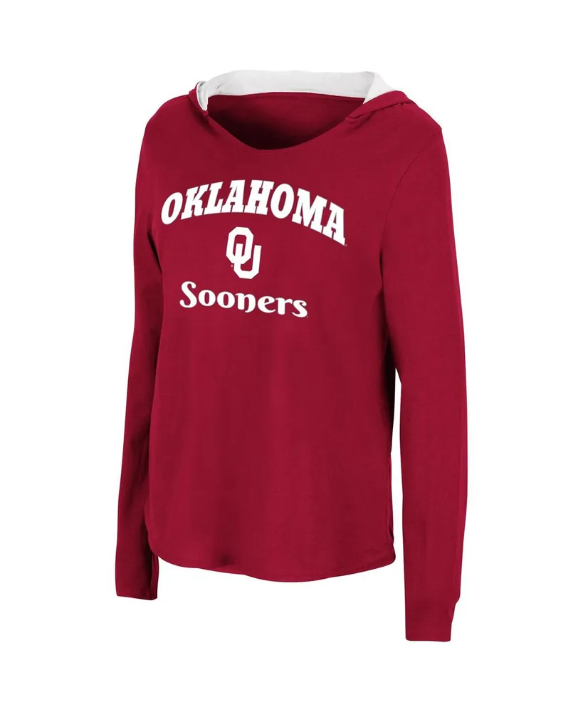 Women's Colosseum Crimson Oklahoma Sooners Catalina Hoodie Long Sleeve T-shirt