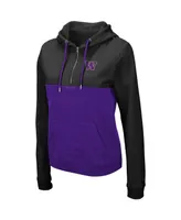 Women's Colosseum Black and Purple Washington Huskies Aidan Half-Zip Hoodie