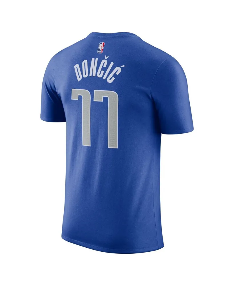 Men's Nike Luka Doncic Blue Dallas Mavericks Icon 2022/23 Name and Number Performance T-shirt