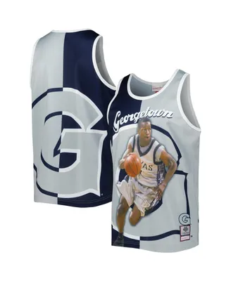 Men's Mitchell & Ness Allen Iverson Navy, Gray Georgetown Hoyas Sublimated Player Tank Top