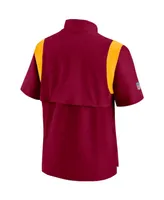 Men's Nike Burgundy Washington Football Team Sideline Coaches Short Sleeve Quarter-Zip Jacket