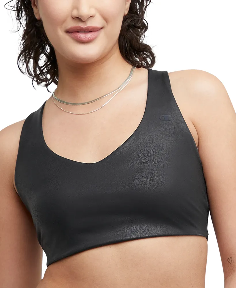 Champion Women's Soft Touch Faux-Leather Low-Impact Sports Bra