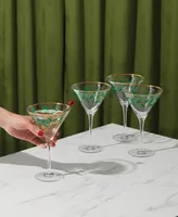 Holiday Decal Martini Glass, Set of 4