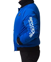 Space One Men's Nasa Inspired Hooded Bomber Jacket with Printed Astronaut Interior