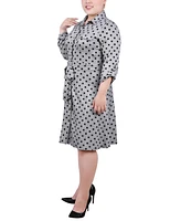 Ny Collection Plus Size 3/4 Sleeve Roll Tab Shirtdress