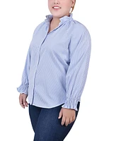 Ny Collection Plus Size Long Sleeve Button Front Blouse