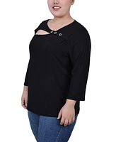 Ny Collection Plus 3/4 Sleeve Cutout Top
