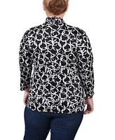 Ny Collection Plus 3/4 Sleeve Two-Fer Top