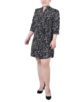 Ny Collection Plus Size 3/4 Rouched Sleeve Dress with Belt