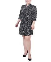 Ny Collection Plus Size 3/4 Rouched Sleeve Dress with Belt