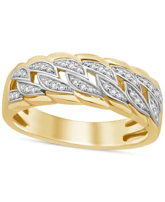 Men's Diamond Chain Link Style Band (1/5 ct. t.w.) in Sterling Silver & 14k Gold-Plate