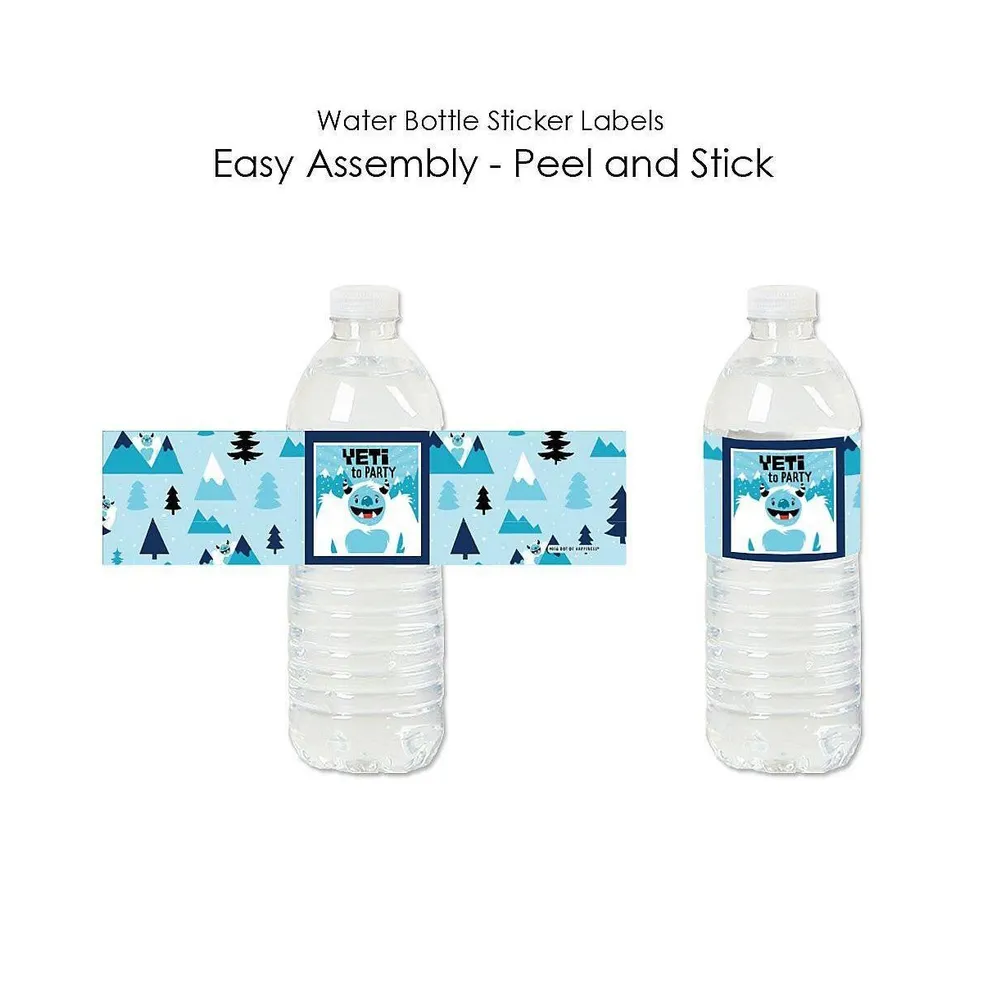 Yeti to Party - Abominable Snowman Party Water Bottle Sticker Labels - 20 Ct