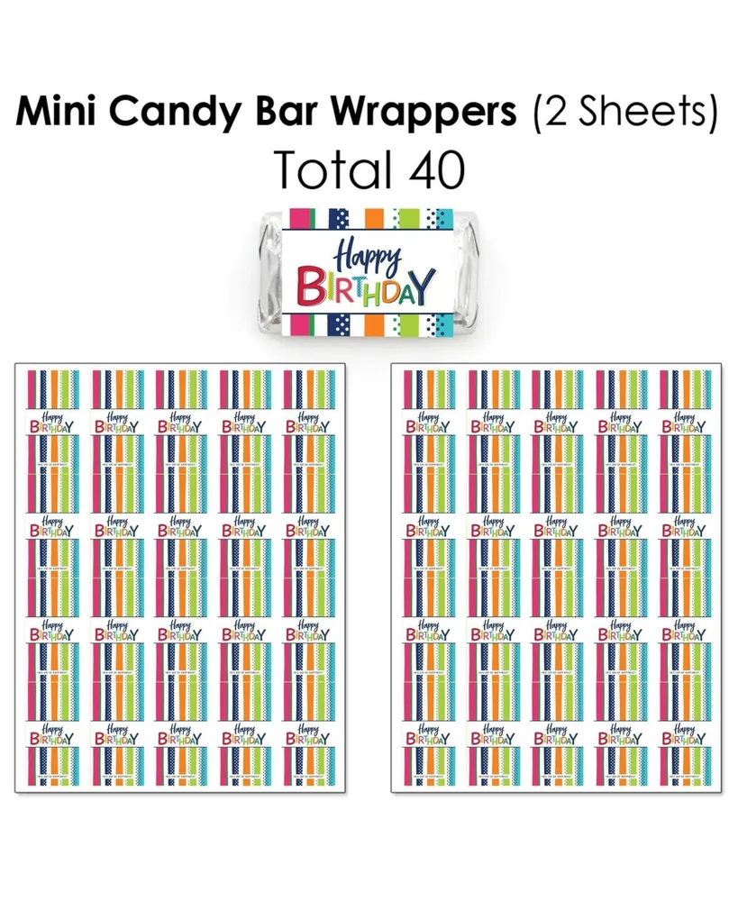 Cheerful Happy Birthday - Colorful Party Candy Favor Sticker Kit - 304 Pieces