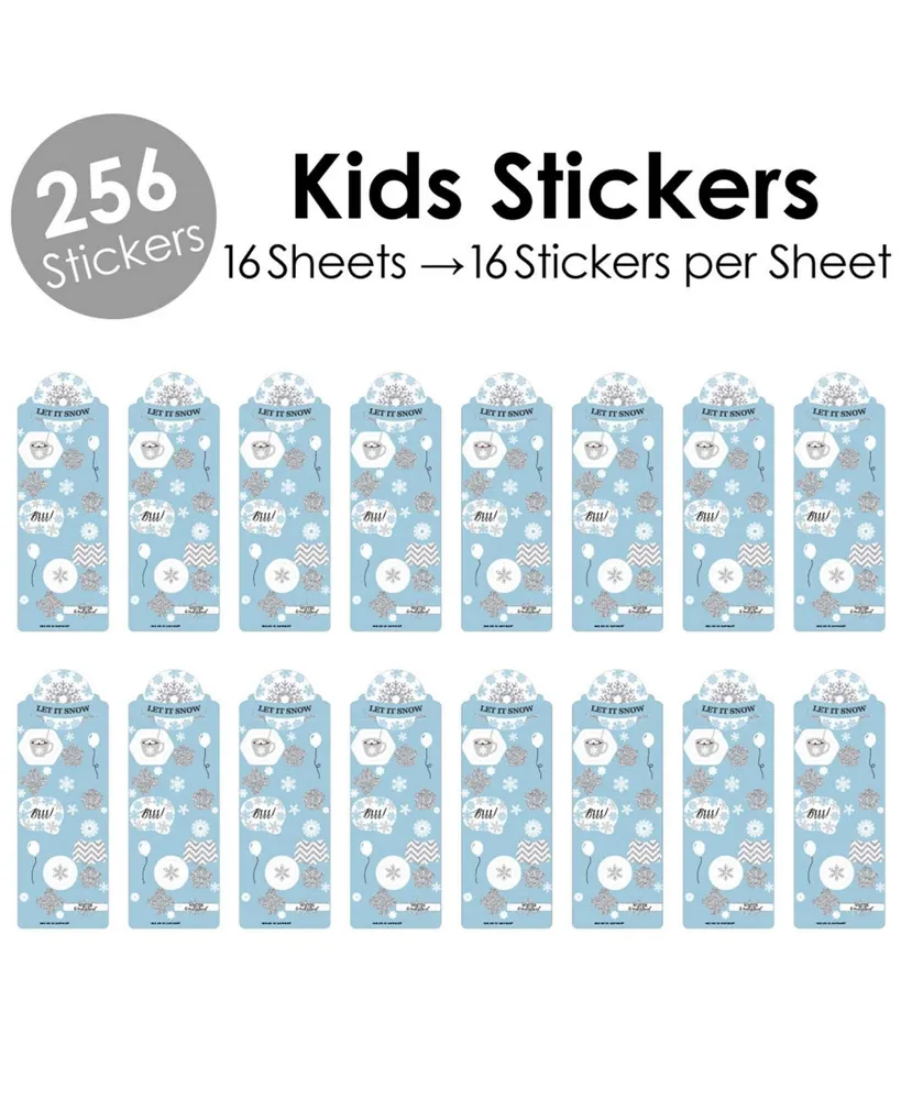 Winter Wonderland - Snowflake Favor Kids Stickers - 16 Sheets