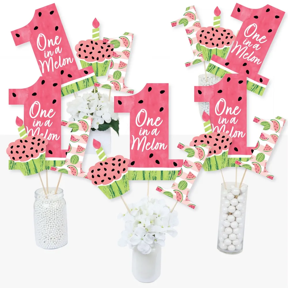 1st Birthday One in a Melon - Centerpiece Sticks - Table Toppers - Set of 15