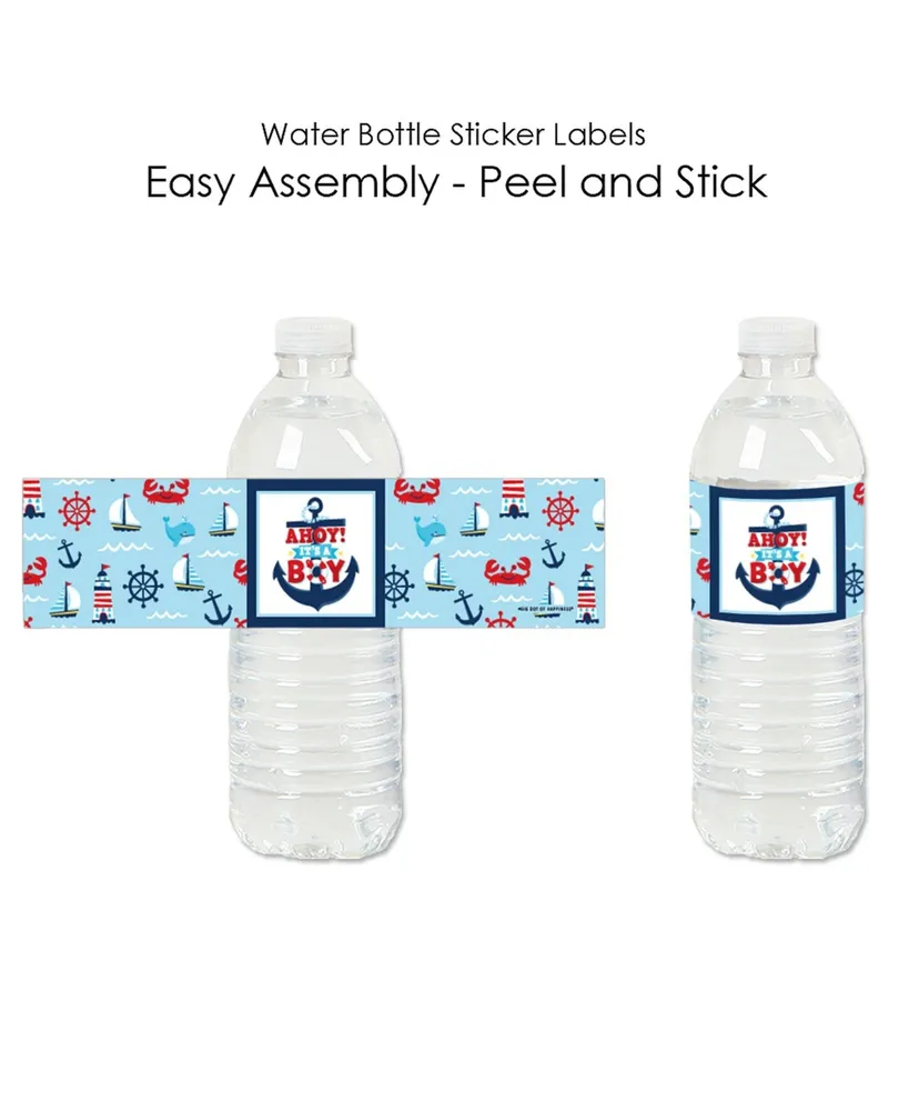 Ahoy It's a Boy - Nautical Baby Shower Water Bottle Sticker Labels - Set of 20
