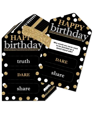 Adult Happy Birthday - Gold Party Game Cards Truth, Dare, Share Pull Tabs 12 Ct