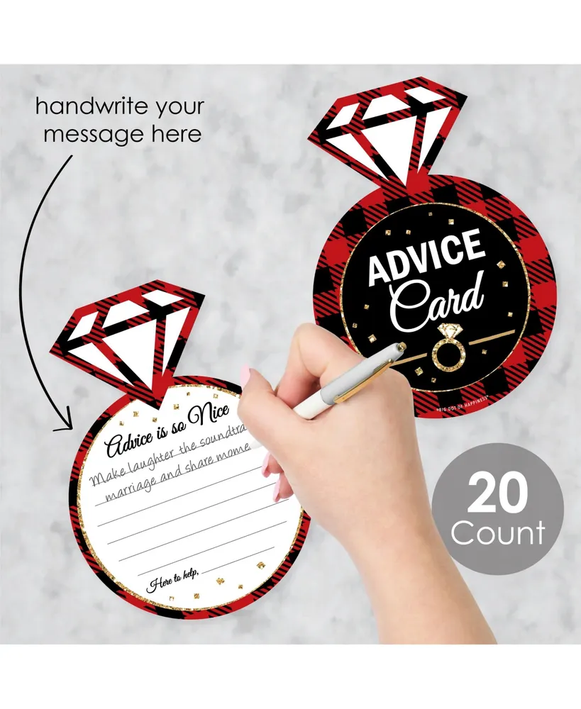 Flannel Fling Before The Ring Bachelorette Party Shaped Advice Cards Game 20 Ct