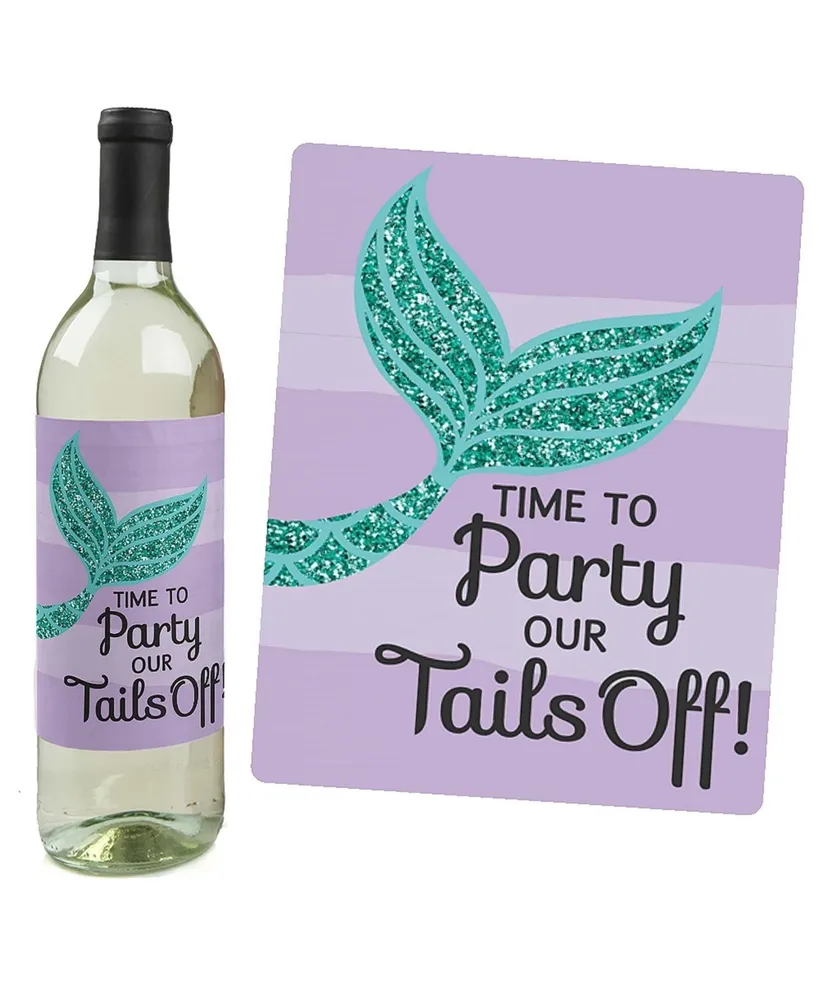 Let's Be Mermaids - Party Decor - Wine Bottle Label Stickers - 4 Ct