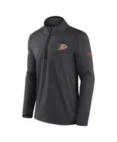 Men's Fanatics Heather Charcoal Anaheim Ducks Authentic Pro Rink Quarter-zip Jacket