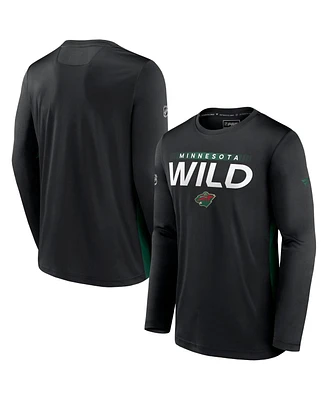 Men's Fanatics Black Minnesota Wild Authentic Pro Rink Performance Long Sleeve T-Shirt