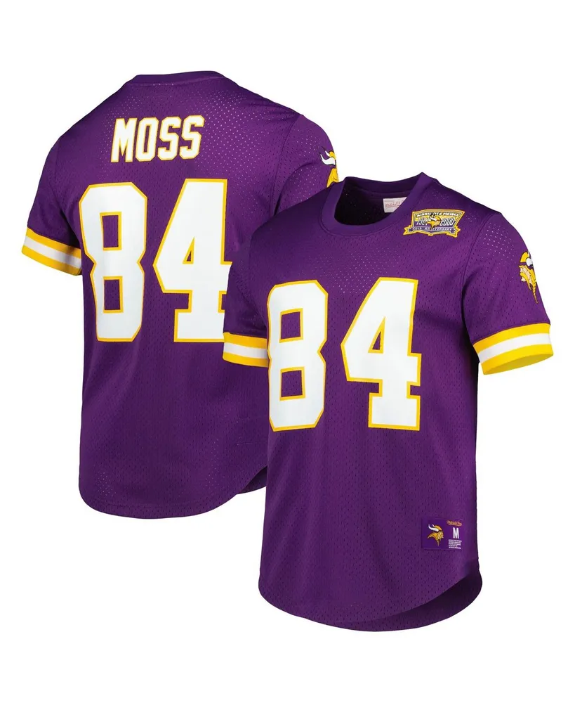 Men's Mitchell & Ness Randy Moss Purple Minnesota Vikings Retired Player Name and Number Mesh Top