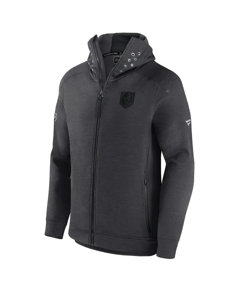 Men's Fanatics Heather Charcoal Vegas Golden Knights Authentic Pro Road Tech Full-Zip Hoodie Jacket