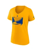 Women's Fanatics Gold St. Louis Blues Authentic Pro Core Collection Secondary Logo V-Neck T-Shirt