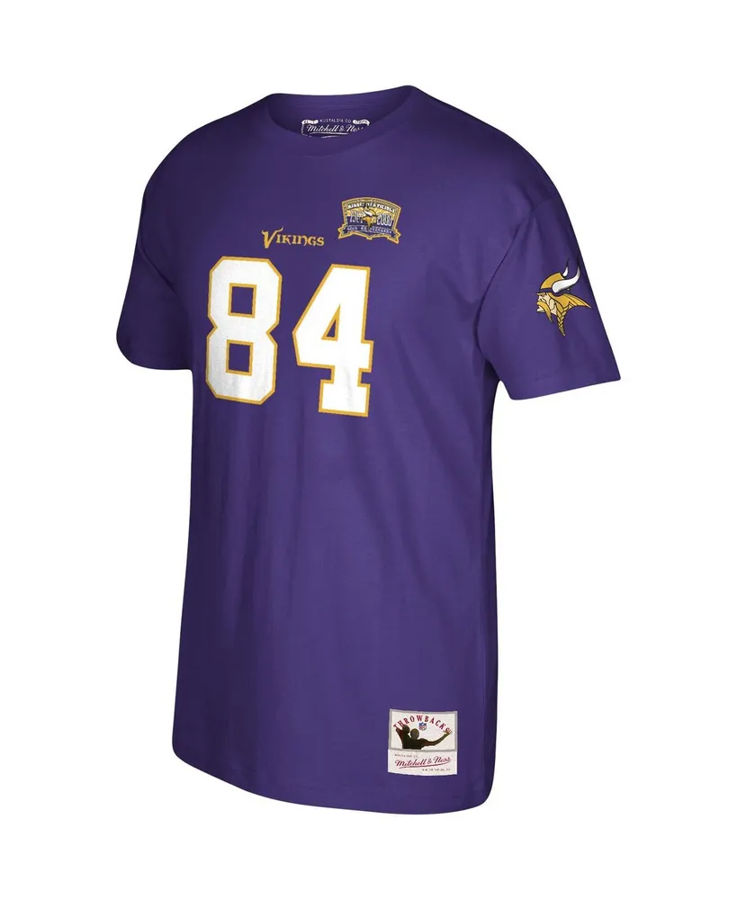 Men's Mitchell & Ness Randy Moss Purple Minnesota Vikings 40th Anniversary Retired Player Name and Number T-shirt