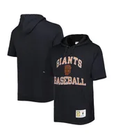 Men's Mitchell & Ness Black San Francisco Giants Cooperstown Collection Washed Fleece Pullover Short Sleeve Hoodie