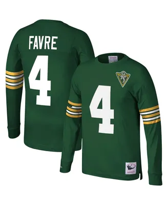 Men's Mitchell & Ness Brett Favre Green Green Bay Packers 1994 Retired Player Name and Number Long Sleeve T-shirt