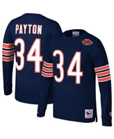 Men's Mitchell & Ness Walter Payton Navy Chicago Bears Throwback Retired Player Name and Number Long Sleeve Top